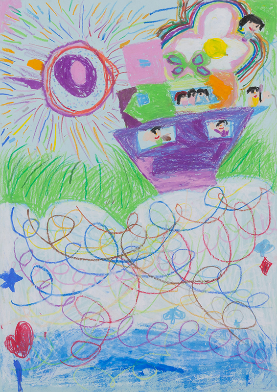 ふねに のって くもの うえに いきたいな［54×39cm］