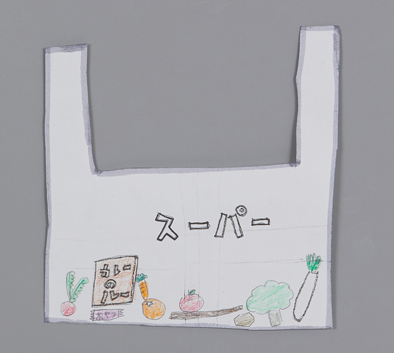 ピアノとスーパーのふくろ［13×13cm］
