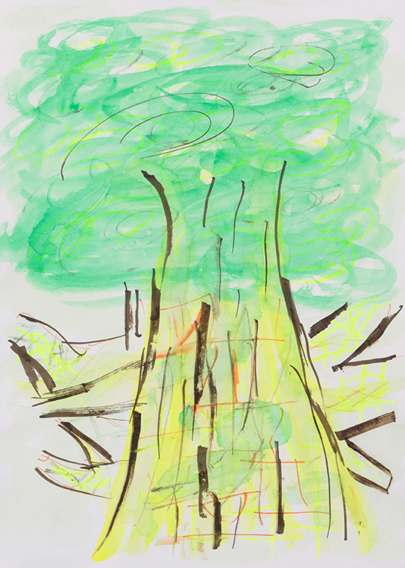 風にふかれた木［38×27cm］