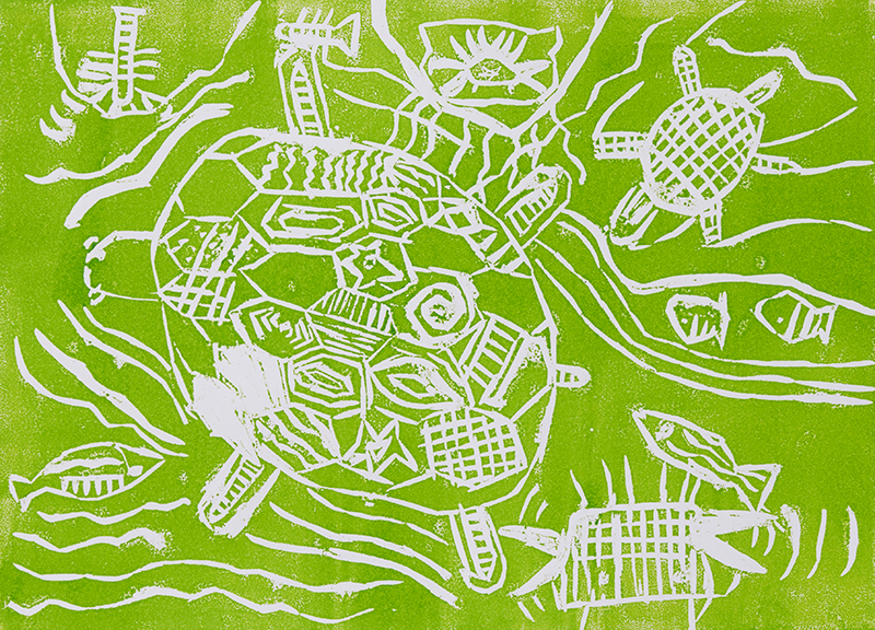 まぼろしのカメの親子［40×53cm］