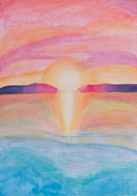 海にうつる夕日［54×38cm］