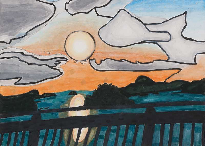 いつもとちがう夕日［36×51cm］