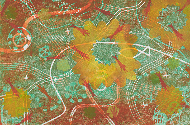 水中世界も染まる秋景色［31×45cm］