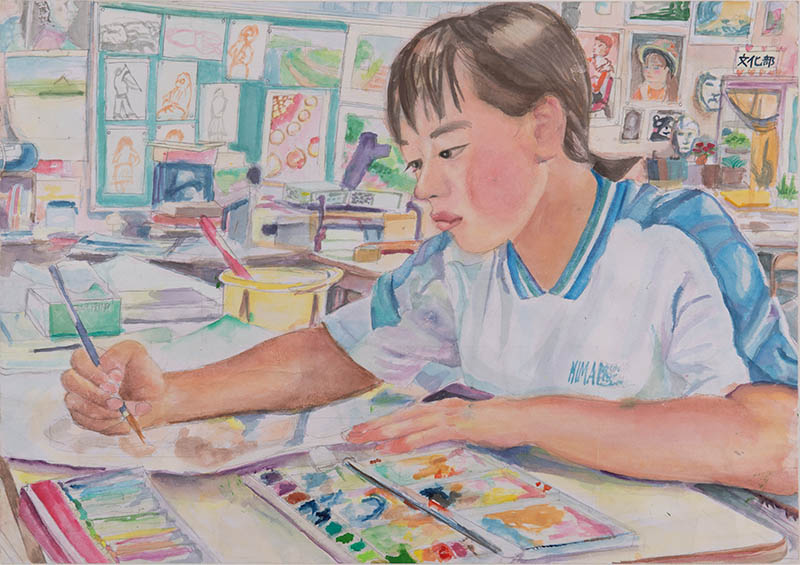 ⑤絵を描く友人［38×54cm］