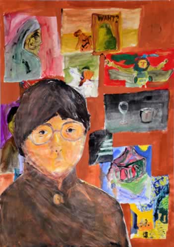 14歳の自画像「ゴッホへのオマージュ」
