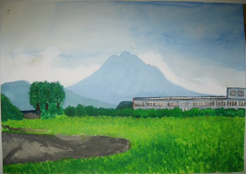 岩木山のある風景