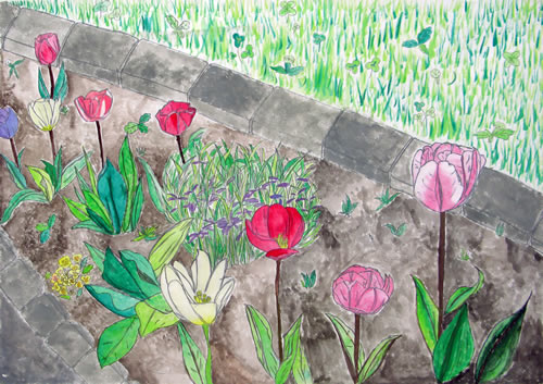 きれいな学校の花だん