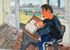 静かな教室　本を読む友達