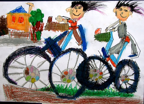 パパと自転車びゅ～んびゅん