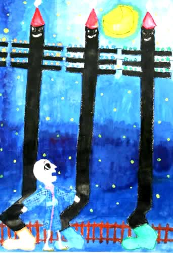 月夜のでんしんばしら