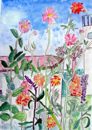 学校のうらの花