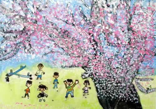 桜の木の下で