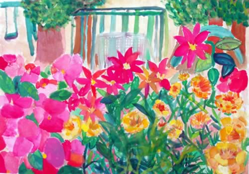校庭から見える花