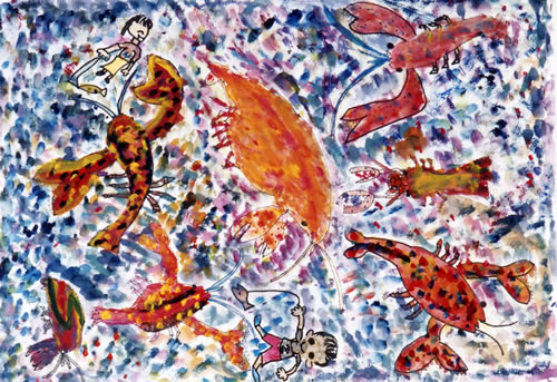 ザリガニとあそんだよ