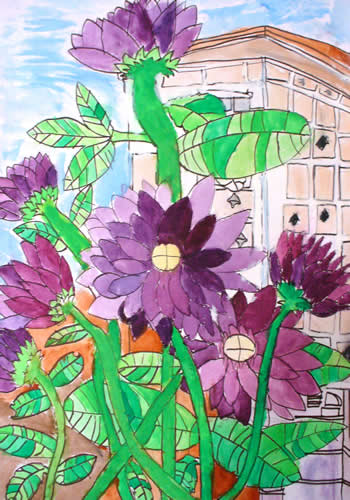 ジャングルみたいな紫の花
