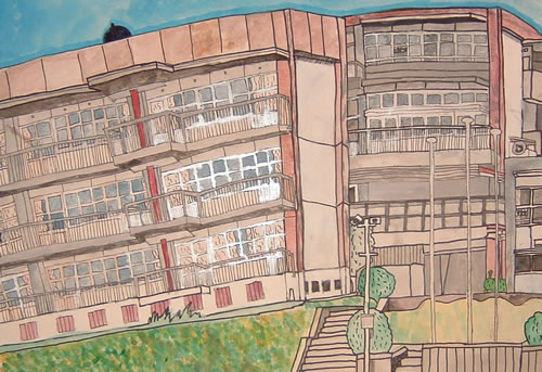 いつもとちがうかくどから見た学校