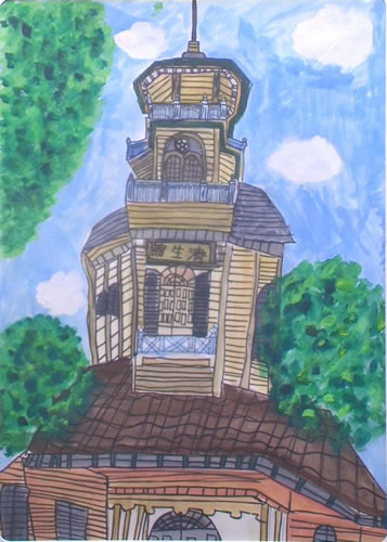 新緑の中の旧済生館