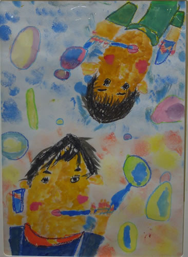 しゃぼん玉をふくぼく