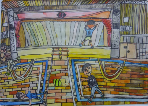 校舎改築前　体育館で…