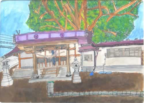 高瀬の八幡神社と大けやき