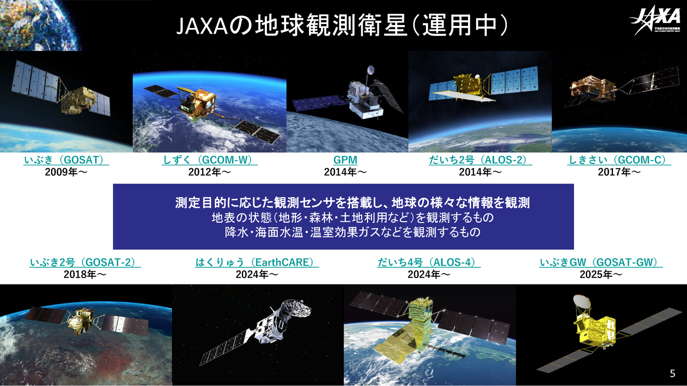 JAXAの地球観測衛星（運用中）一覧